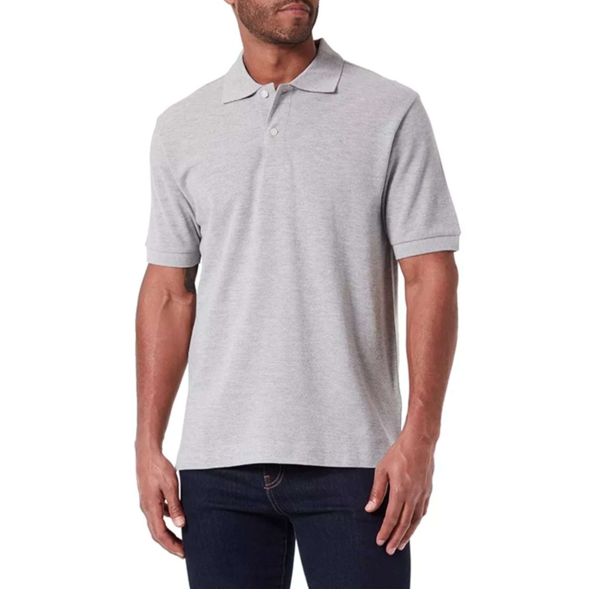 Men's grey short-sleeve men's polo shirt with classic collar